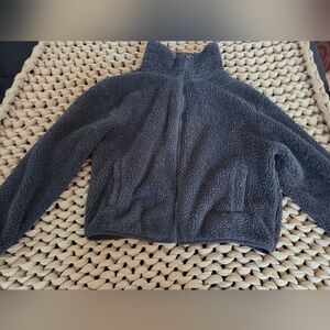 Cozy Grey Sherpa Zip-Up Jacket